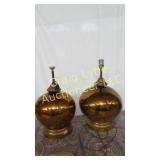 2 large glass ball lamps