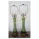 Green ceramic lamps - 2 vase style