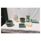 Assorted Pottery Vases, Planters, and Trays