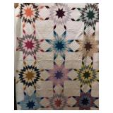 Beautiful Colorful Patchwork "Lone Star" Quilt