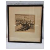 "Lobster Fishing Covearnea" Etching by H. Shokler