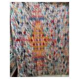 Vintage "Crazy" Patchwork Quilt with Red Ties