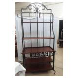 Wrought Iron and Wood Bakers Rack