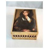 Antique Silk Painted Portrait Jewelry Box
