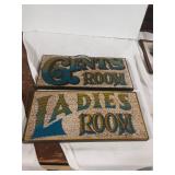 Vintage Wood Bathroom Signs