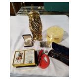 Cards, lighters, pocket watch, glasses