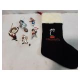 UC Christmas Stocking & Football Ornaments