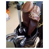 Golf Clubs and custom leather Michelob Bag