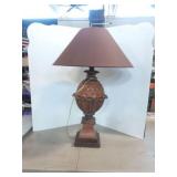 Large Ceramic Table Lamp on Wood Base