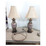 Pair of Hand-painted Ceramic Lamps