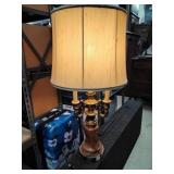 MCM Wood and Brass Table Lamp