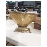 Brass Pedestal Glass Mosaic Bowl