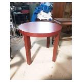 Round Red Laminate Accent Table