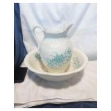 Antique Bone China Washbasin and Pitcher