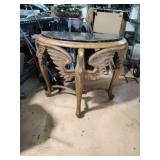 Carved Figural Occasional Table, Marble Top