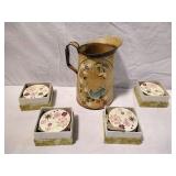 Bird Pitcher & Tons of Matching Coasters
