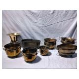 Large Lot of Brass Planters