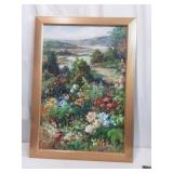 Oil On Canvas Landscape with Wilfflowers