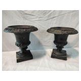 Pair of Heavy Cast Iron Urn Planters