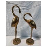 Pair of Retro Solid Brass Heron Sculpture