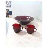Red Ruby Glass Serving Bowl and...