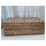 Large Carved Distressed Storage Box