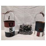 USA Patriotic Candle Holder & Faux Buckeyes