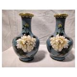 Pair of Japanese Cloisonne Enamel Vases
