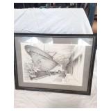 Maine Waterfront Etching Lithograph