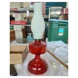 Eagle Red Glass Oil Lamp Embossed Glass