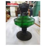 Reproduction Green Glass Oil Lamp
