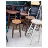 Wood stools, lot of 5