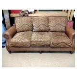 Leather Sofa with Fabric Cushions