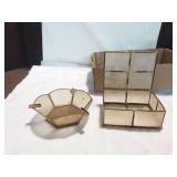 Capiz Shell and Brass Ashtray and Cigarette Box