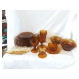 Large lot of Tiara Amber Sandwich Dishware