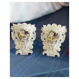 Vintage Lefton Porcelain Fan Vases