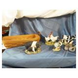 Longaberger Basket and Ceramic Animals