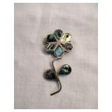 Alpaca Abalone Shell Flower Brooch