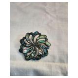 Retro Signed Abalone Shell Silver Brooch