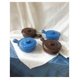 4 Single Serve Pottery Bowls/Lids
