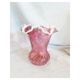 Vintage Fenton Cranberry Swirl Vase