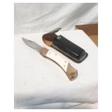 Pakistan Folding Pocket Knife/Leather Sheath