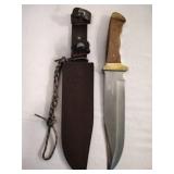 Mossy Oak 14-inch Bowie Knife with Leather Sheath