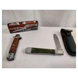 German Stiletto & Green Sparkle Folding Knife