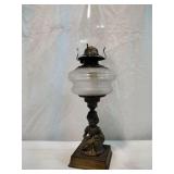 Cherub & Lamb Figural Oil Lamp