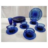 Hand-Blown Cobalt Swirl Dishware Set
