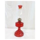 Vintage Ruby Red Glass Oil Lamp.