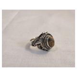 Antique Sterling Jasper Poison Ring