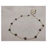 14k Gold Chain with Green Pearls