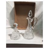 Vintage Cut Crystal Cruet and Perfume Bottle